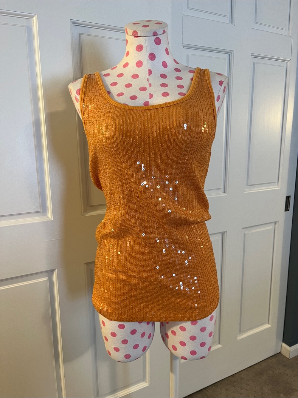 The Limited Gold Sequin Ribbed Tank Top